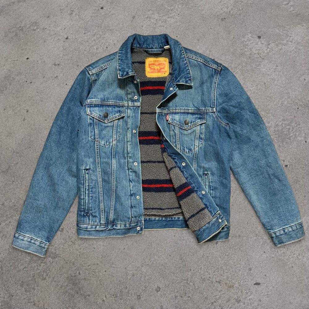 Levis Vintage Look Trucker Jacket Sherpa Lined Men’s Size Medium